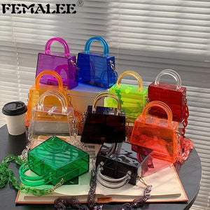 Acrylic Plastic Bags Small Ladies Hand-held Chain Handbags