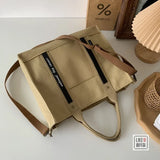 Canvas Tote Book Bag Messenger Shoulder Cross-body Bag Student Lunchbox