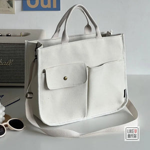 Canvas Tote Book Bag Shoulder Messenger Bag Cross-body Bag