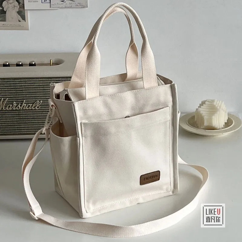 Canvas Tote Book Bag Student Messenger Bag Shoulder Bag