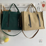 Canvas Tote Book Bag Messenger Shoulder Cross-body Bag Student Lunchbox