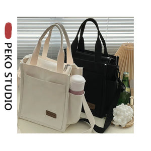 Canvas Tote Book Bag Student Messenger Bag Shoulder Bag