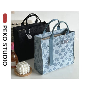 Canvas Tote Book Bag Student Messenger Bag