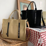 Canvas Tote Book Bag Messenger Shoulder Cross-body Bag Student Lunchbox