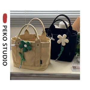 Canvas Tote Book Bag Student Messenger Bag Shoulder Cross-body