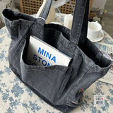 Denim Tote Book Bag Student Messenger Bag
