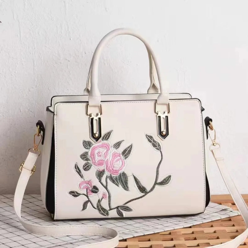 Embroidered Shoulder Messenger Bag Large-capacity Handbag