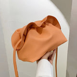 Women's Soft Pu Leather Cloud Bag Shoulder Messenger Pleated Hobos Bags
