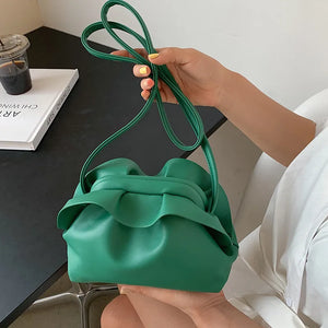 Women's Soft Pu Leather Cloud Bag Shoulder Messenger Pleated Hobos Bags