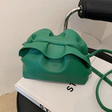 Women's Soft Pu Leather Cloud Bag Shoulder Messenger Pleated Hobos Bags