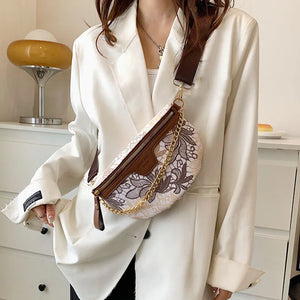 High Female Belt Bag Leather Fanny pack Ladies Chain Handbag Waist Bags