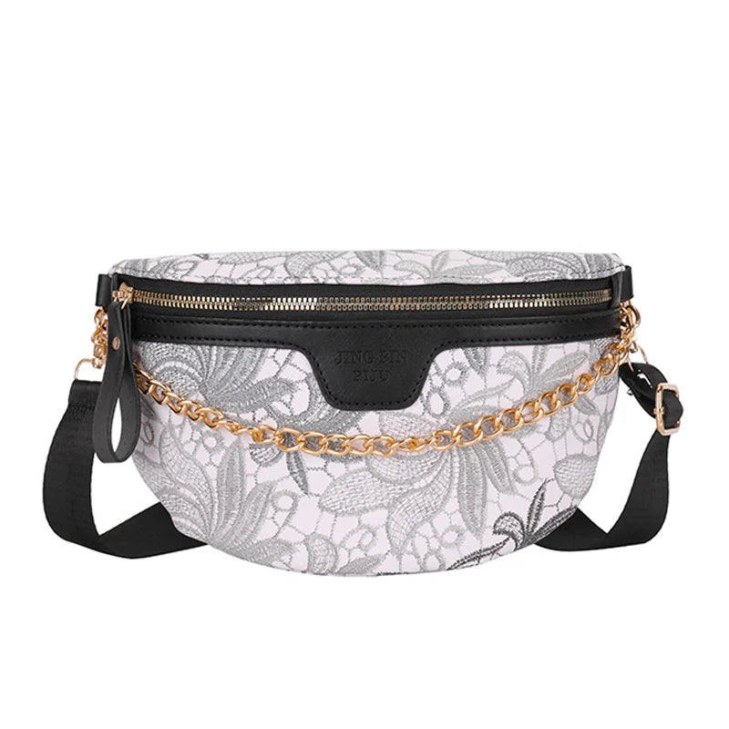 High Female Belt Bag Leather Fanny pack Ladies Chain Handbag Waist Bags