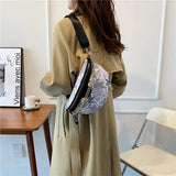 High Female Belt Bag Leather Fanny pack Ladies Chain Handbag Waist Bags