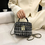 Winter Woolen Plaid Cloth Crossbody Bag for Ladies