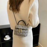 Winter Woolen Plaid Cloth Crossbody Bag for Ladies