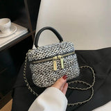 Winter Woolen Plaid Cloth Crossbody Bag for Ladies