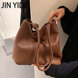 Large-capacity Ladies Handbag Soft Leather Bucket Bag