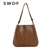 Ladies Large-capacity Shoulder Bag Soft Leather Bucket Bag