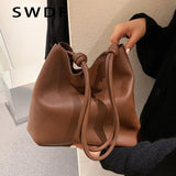 Ladies Large-capacity Shoulder Bag Soft Leather Bucket Bag