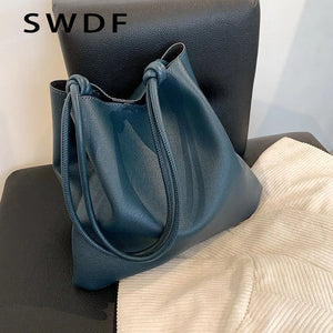 Ladies Large-capacity Shoulder Bag Soft Leather Bucket Bag