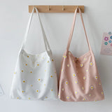 Mesh Daisy Double Layer Canvas Shoulder Bag Ins Lace Square Bag