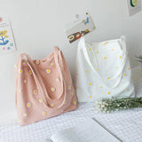 Mesh Daisy Double Layer Canvas Shoulder Bag Ins Lace Square Bag