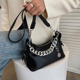 Women's PU Leather Crossbody Sling Bag with Chain Strap