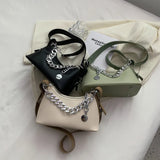 Women's PU Leather Crossbody Sling Bag with Chain Strap