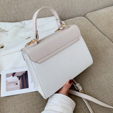 PU Ladies Handbag Lock Buckle Shoulder Bag Large Capacity Shopping Messenger Bag