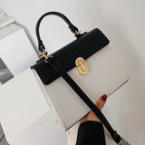 PU Ladies Handbag Lock Buckle Shoulder Bag Large Capacity Shopping Messenger Bag