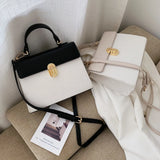 PU Ladies Handbag Lock Buckle Shoulder Bag Large Capacity Shopping Messenger Bag