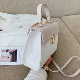 PU Ladies Handbag Lock Buckle Shoulder Bag Large Capacity Shopping Messenger Bag