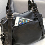 PU Women's Handbag Large Capacity Winter Messenger Bag Adjustable Strap