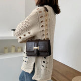 Stone Pattern Shoulder Bags Chain Solid Flap Crossbody Bag Vintage Sac