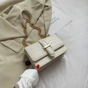 Stone Pattern Shoulder Bags Chain Solid Flap Crossbody Bag Vintage Sac