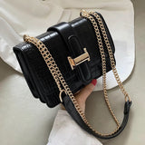 Stone Pattern Shoulder Bags Chain Solid Flap Crossbody Bag Vintage Sac
