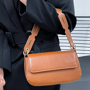 Vintage Leather Shoulder Bag for Women Crossbody Ladies Messenger Sac
