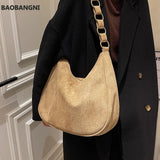 Women's Retro Suede Shoulder Bag Autumn/Winter Large-capacity Bucket Bag