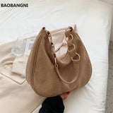 Women's Retro Suede Shoulder Bag Autumn/Winter Large-capacity Bucket Bag