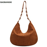 Women's Retro Suede Shoulder Bag Autumn/Winter Large-capacity Bucket Bag