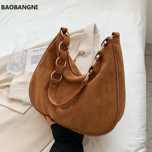 Women's Retro Suede Shoulder Bag Autumn/Winter Large-capacity Bucket Bag