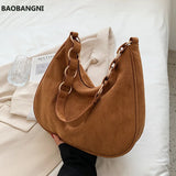 Women's Retro Suede Shoulder Bag Autumn/Winter Large-capacity Bucket Bag