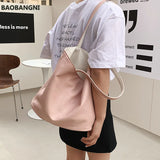 Casual Two-color Ladies Shoulder Bag Tote Bag Solid Student Bag