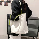 Casual Two-color Ladies Shoulder Bag Tote Bag Solid Student Bag