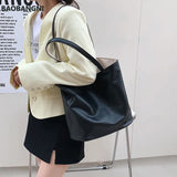 Casual Two-color Ladies Shoulder Bag Tote Bag Solid Student Bag