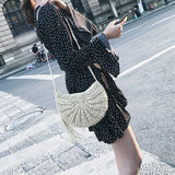 Tassel Rattan Beach Bag Straw Bucket Bag with Tassels