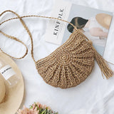 Tassel Rattan Beach Bag Straw Bucket Bag with Tassels