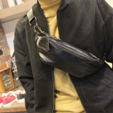 Men's PU Leather Chest Bag Waist Bag Small Backpack Shoulder Messenger Bag