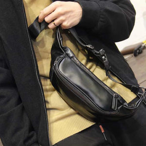 Men's PU Leather Chest Bag Waist Bag Small Backpack Shoulder Messenger Bag