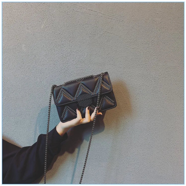 High-Quality Niche Bag Women's Metal Chain Square Bag